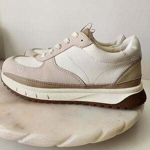 Madewell Women's Kickoff Trainer Sneaker Size 8 Leather Antique Cream Multi